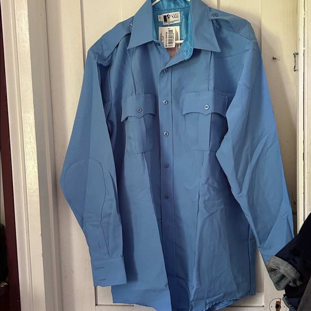 NOSWT Vntg Uniform Shirt Right Image by Riverside Sz 17.5/37 USA Made 100%Poly